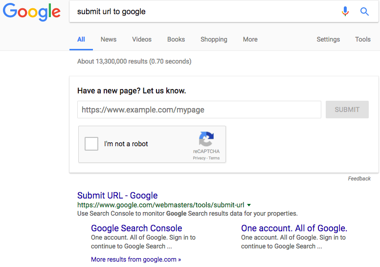 谷歌搜索结果中的链接提交